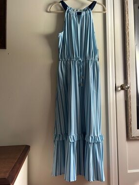 NWT Cabana Life Chic Blue Striped Sleeveless Maxi Dress
